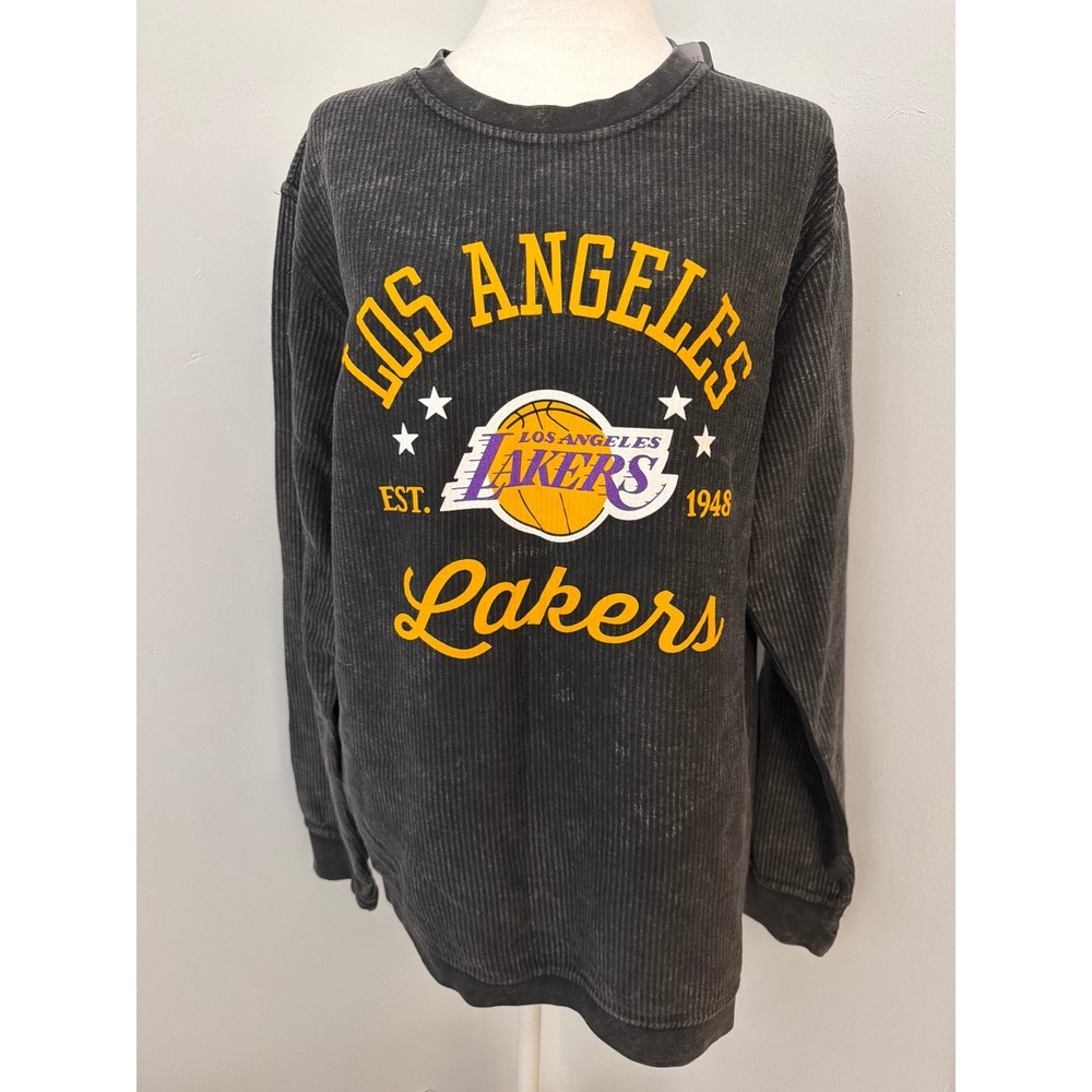 NBA G-III 4Her Los Angeles Lakers Corded Sweatshirt Charcoal Wash Small‎ NWT